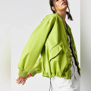 We The Free Echo Bomber Jacket Lime Green Size Medium